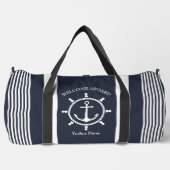 Nautische Marine blauw en wit gestreept met Anker Plunjezak (Voorkant)