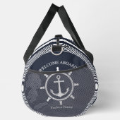 Nautische Marine blauw en wit gestreept met Anker Plunjezak (Rechts)