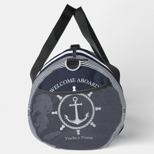 Nautische Marine blauw en wit gestreept met Anker Plunjezak (Rechts)