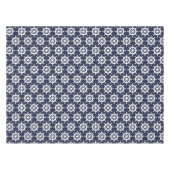 Nautische marine blauw en wit scheepswiel tafelkle tafelkleed (Voorkant (Horizontaal))