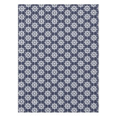 Nautische marine blauw en wit scheepswiel tafelkle tafelkleed (Voorkant)