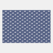 Nautische marine blauw en wit schip zeilboot inpakpapier vel (Voorkant 3)