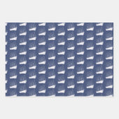 Nautische marine blauw en wit schip zeilboot inpakpapier vel (Voorkant)