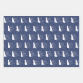 Nautische marine blauw en wit schip zeilboot inpakpapier vel (Voorkant 2)