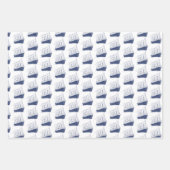 Nautische marine blauw en wit schip zeilboot inpakpapier vel (Voorkant)