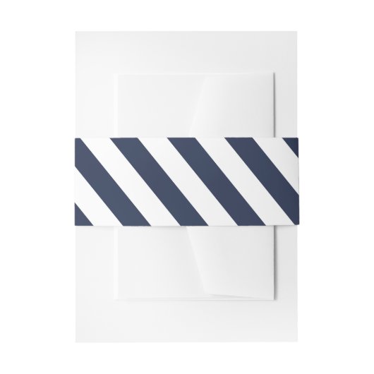 Nautische Marine Blauw en Witte Strepen Trouwen Uitnodigingen Wikkel (Voorkant Voorbeeld)