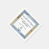 #nautische marine blauw goud Waterverf evenement # Servet (Hoek)