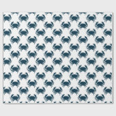 Nautische marine blauw krab patroon cadeaupapier (Vlak)