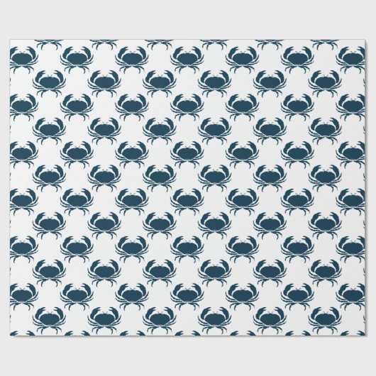 Nautische marine blauw krab patroon cadeaupapier (Vlak)