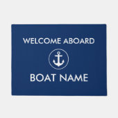 Nautische Marine Blauw Welkom Boot Naam Door Mat (Voorkant)