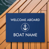 Nautische Marine Blauw Welkom Boot Naam Door Mat