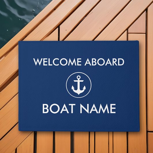 Nautische Marine Blauw Welkom Boot Naam Door Mat