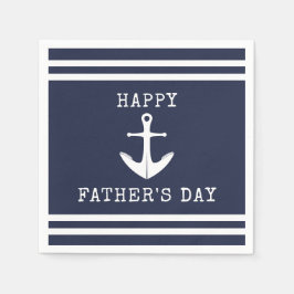 Nautische Marine Blauw Wit Anker Happy Fathers Day Servet