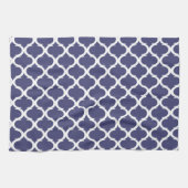 Nautische Marine Blauw Wit Geometrisch Patroon Kus Theedoek (Horizontaal)