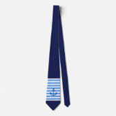 Nautische marine blauw & wit streep anker patroon stropdas (Voorkant)