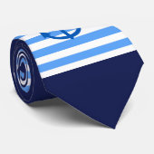 Nautische marine blauw & wit streep anker patroon stropdas (Opgerold)