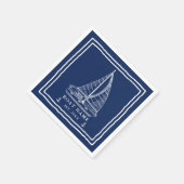 Nautische Marine Blauw Wit Zeilboot Anker Boot Naa Servet (Hoek)
