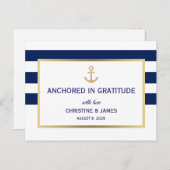 Nautische Marine Blauw Witte Strepen Dank u bruilo Briefkaart (Voorkant / Achterkant)