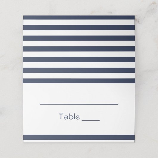 Nautische Marine Blauw & Witte Strepen Trouwfeest Plaatskaartje (Buitenkant ongevouwen)