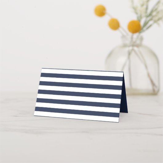 Nautische Marine Blauw & Witte Strepen Trouwfeest Plaatskaartje (Achterkant)