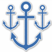 Nautische marine blauwe ankers sticker (Voorkant)