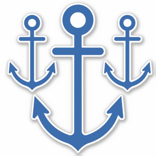 Nautische marine blauwe ankers sticker (Voorkant)