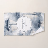 Nautische marine blauwe boot monogram bad handdoek (Handdoek)