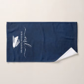 Nautische marine blauwe boot monogram bad handdoek (Handdoek)