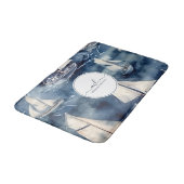 Nautische marine blauwe boot monogram badmat (Gekanteld)