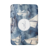 Nautische marine blauwe boot monogram badmat (Voorkant Verticaal)