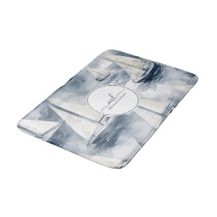 Nautische marine blauwe boot monogram badmat