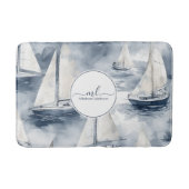 Nautische marine blauwe boot monogram badmat (Voorkant)