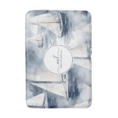 Nautische marine blauwe boot monogram badmat (Voorkant Verticaal)