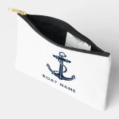 Nautische Marine Blauwe Boot Naam Custom Swag Etui (Open)