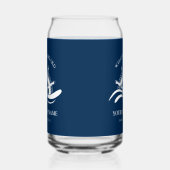 Nautische Marine Blauwe Bootnaam Scheepswiel Blikvorm Glas (Links)