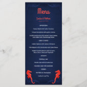 Nautische Marine Blauwe Koraal Zeepaardjes Strandb Menu (Voorkant)