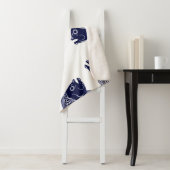 Nautische Marine Blauwe Vis Hoofden | Monogram Sherpa Deken (In situ)