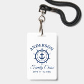 Nautische Marine Blue Anchor Helm Family Cruise Badge (Front with Lanyard)