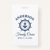 Nautische Marine Blue Anchor Helm Family Cruise Badge