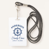 Nautische Marine Blue Anchor Helm Family Cruise Badge (Voorkant met draagriem)