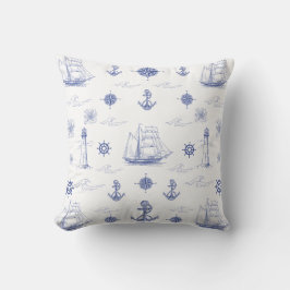 Nautische Marine Blue Coastal Beach Schepen Kussen