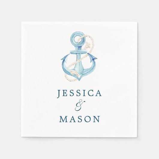 Nautische Marine bruiloft cocktail servet (Voorkant)