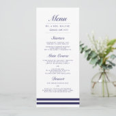 Nautische Marine bruiloft diner menu (Staand voorkant)