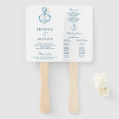 Nautische Marine bruiloft fan programma Handwaaier (Voorkant en achterkant)