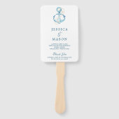 Nautische Marine bruiloft fan programma Handwaaier (Voorkant)