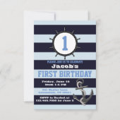 Nautische Marine Eerste Verjaardag Uitnodigingen (Voorkant)