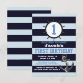 Nautische Marine Eerste Verjaardag Uitnodigingen (Voorkant / Achterkant)