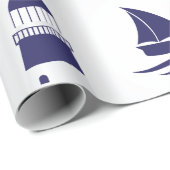 Nautische marine-elementen Navy Blue kusticonen Cadeaupapier (Rol Hoek)
