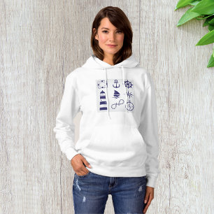 Nautische marine-elementen Navy Blue Kusticonen Hoodie