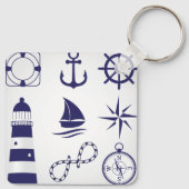 Nautische marine-elementen Navy Blue Kusticonen Sleutelhanger (Achterkant)